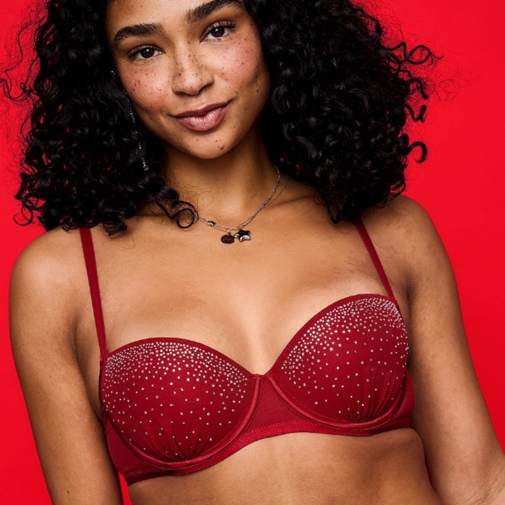 ✨VS Pink Wink NEW ultra sparkle bling push up balconette bra sz 36DD NWT - Picture 9 of 15